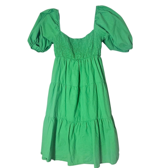 Green Puff Sleeve Dress - Picture 5 of 5